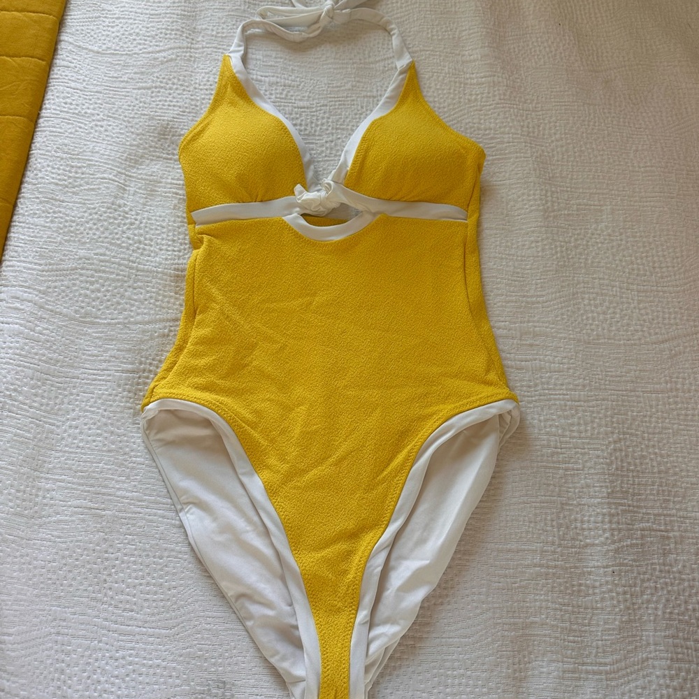 Trina Turk Yellow and White One Piece Swimsuit
